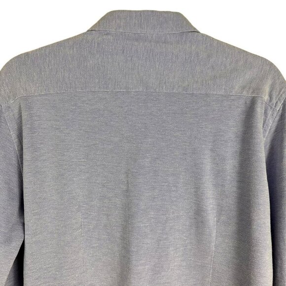 2/$30 Zara Blue Textured Stretch Man Slim Fit Shirt Long Sleeve Size Large - Picture 7 of 9